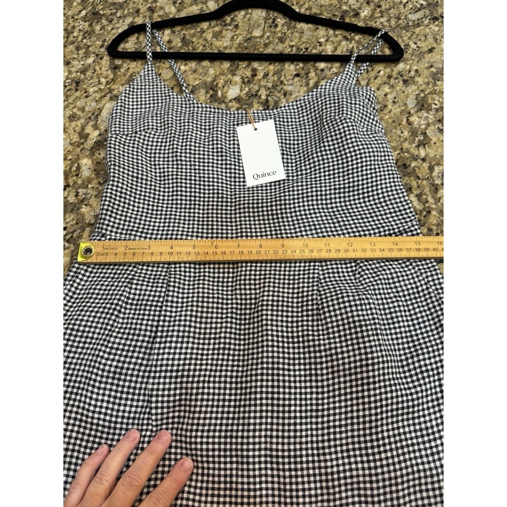 Quince 100% European Linen Scoop Neck Midi Dress Women's Size Small Gingham - Picture 10 of 12